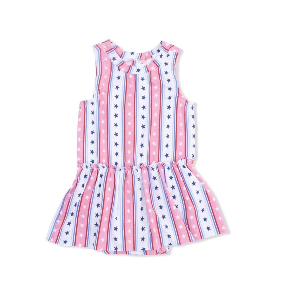 Angel Dear Stars & Stripes One Piece Bodysuit Dress Size 3–6 Months Baby Girls